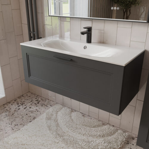 Тумба с раковиной подвесная (100см) Terminus Classik CLA101001701601O, графит