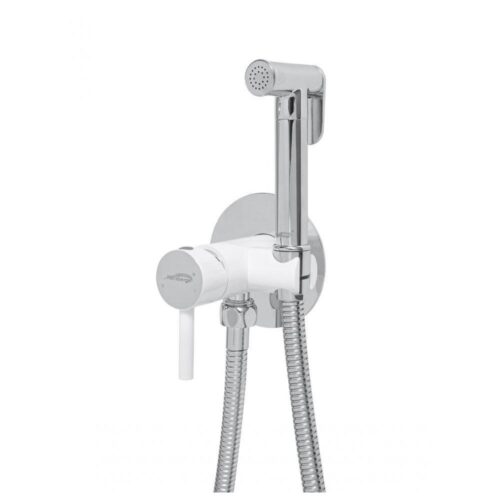 Гигиенический душ со смесителем встраиваемый Hansberge H3099W, хром/белый