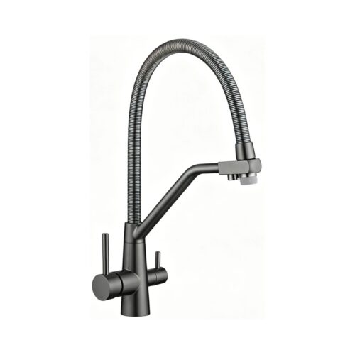 Смеситель для кухни с подключением фильтра воды Fmark FS0762Q-V2, графит/серый