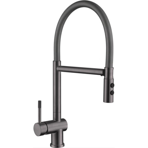 Смеситель для кухни с гибким изливом и режимом душ Fmark FS0252Q-06, графит