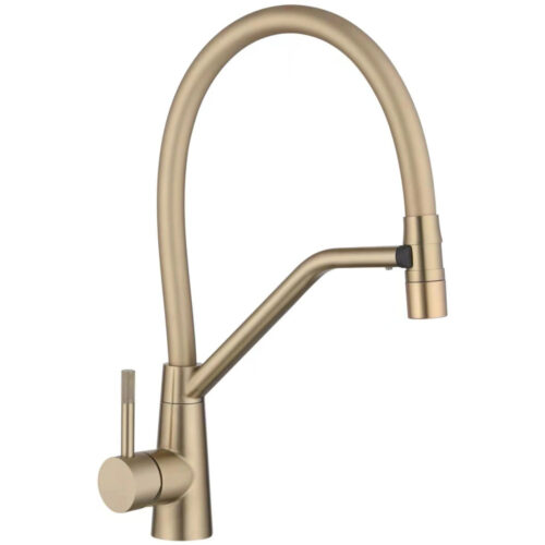Смеситель для кухни с гибким изливом Fmark FS0352C-07, матовое золото