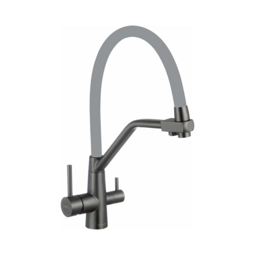 Смеситель для кухни с подключением фильтра воды Fmark FS0662-Q04, графит/серый