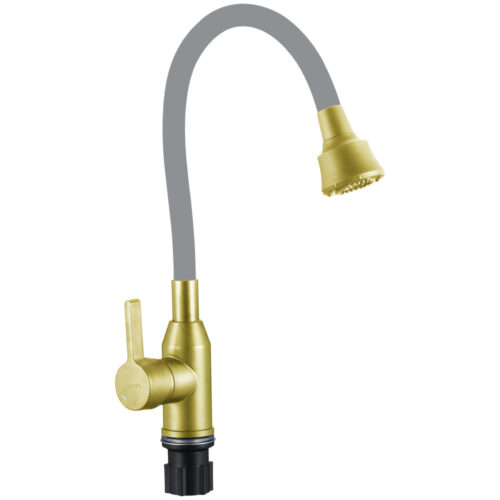 Смеситель для кухни с гибким изливом и режимом душ Fmark FS8266C-04, матовое золото